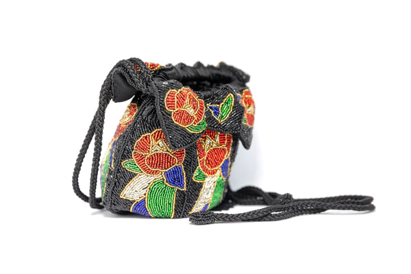 Floral Beaded Round Handbag - South Asian Fashion & Unique Home Decor