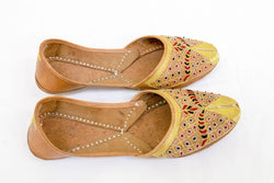 Handmade Leather Golden Shoes-Khussa -Trendz & Traditionz Boutique 
