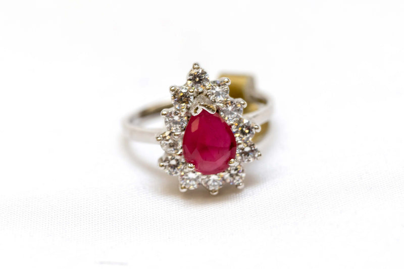  Ruby Ring Surrounded by Sparkling Zircons - Trendz & Traditionz Boutique