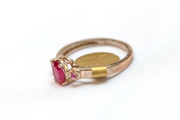 Golden Ring with Red Center Stone - Trendz & Traditionz Boutique