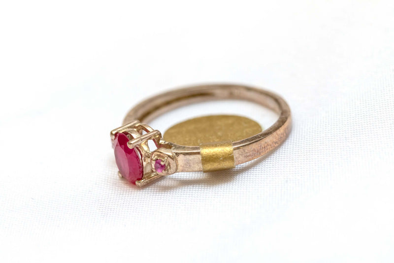 Golden Ring with Red Center Stone - Trendz & Traditionz Boutique