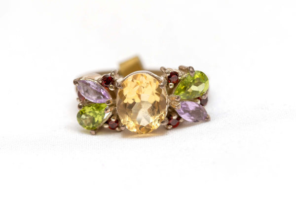 Silver Ring with Yellow Gemstone - Trendz & Traditionz Boutique