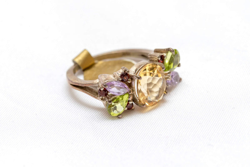 Silver Ring with Yellow Gemstone - Trendz & Traditionz Boutique