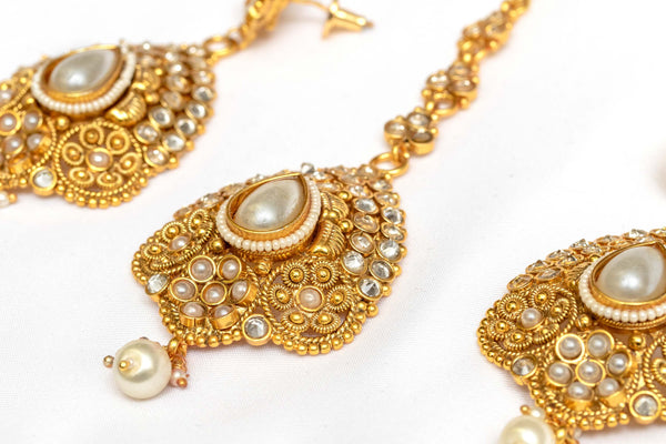 Golden Forehead Jewelry and Matching Earrings - Trendz & Traditionz Boutique