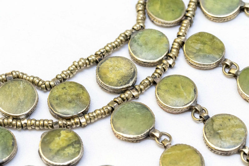 Brass Beaded Necklace With Artificial Emerald Stones - Trendz & Traditionz Boutique