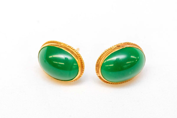 Earrings Made Of Gold With Jade Stone - Trendz & Traditionz Boutique