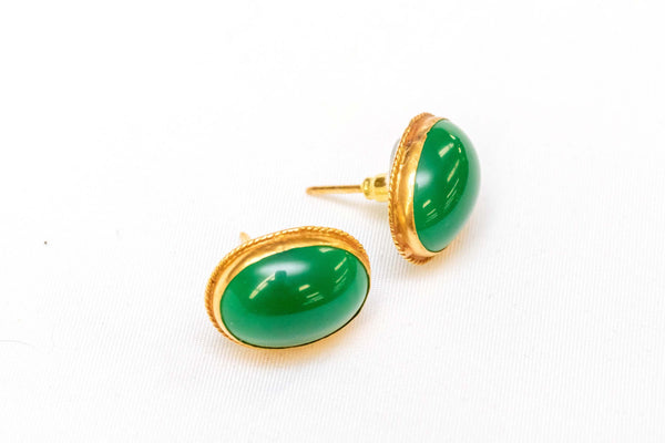 Earrings Made Of Gold With Jade Stone - Trendz & Traditionz Boutique