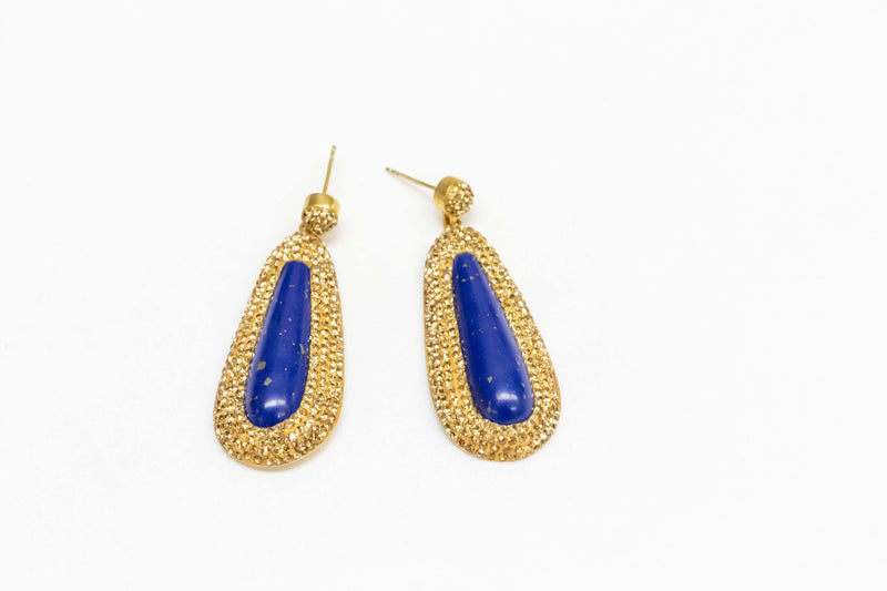 Silver Earrings with Blue Stone - Trendz & Traditionz Boutique