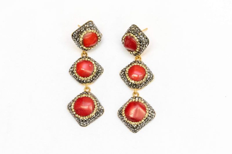 Corral Stone Earrings With Turkish Silver - Trendz & Traditionz Boutique