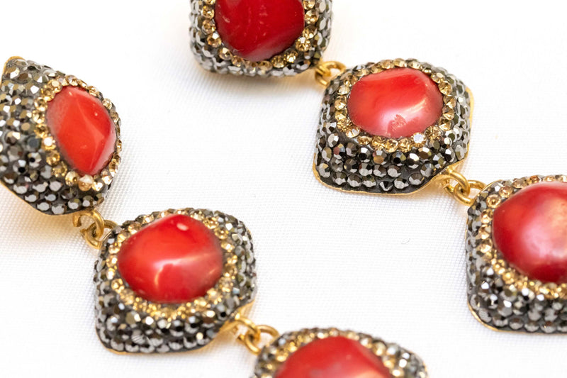 Corral Stone Earrings With Turkish Silver - Trendz & Traditionz Boutique