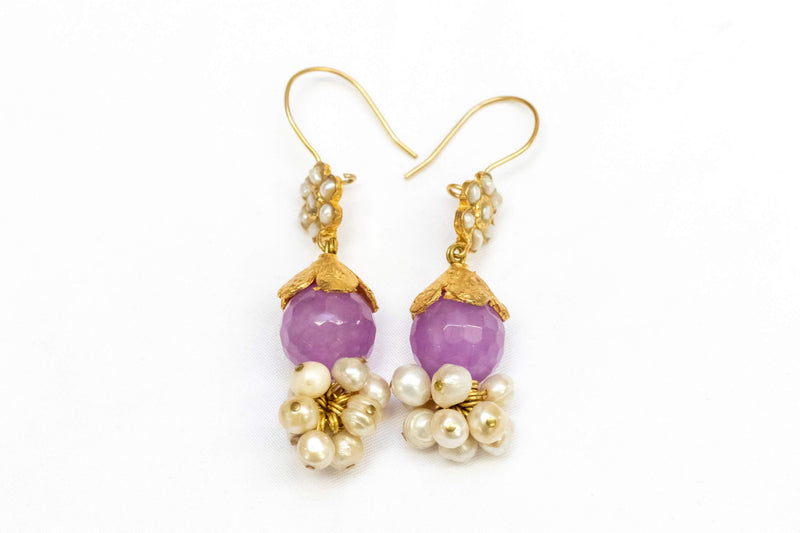 Pink-Purple Gemstone with Pearls- Trendz & Traditionz Boutique