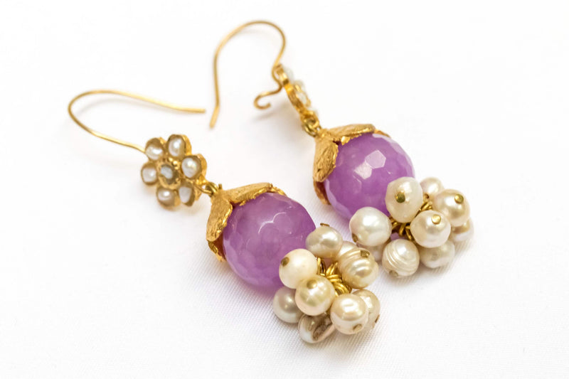 Pink-Purple Gemstone with Pearls- Trendz & Traditionz Boutique