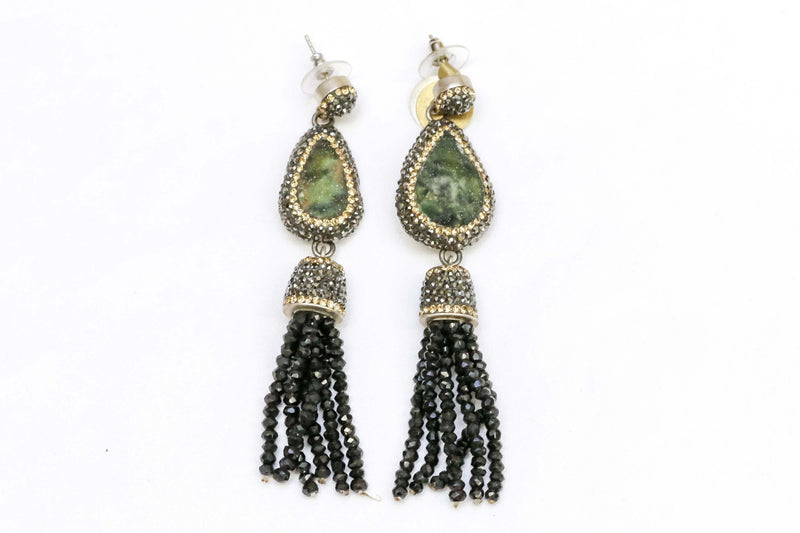 Silver Green Druzy Gemstone Earrings - Trendz & Traditionz Boutique
