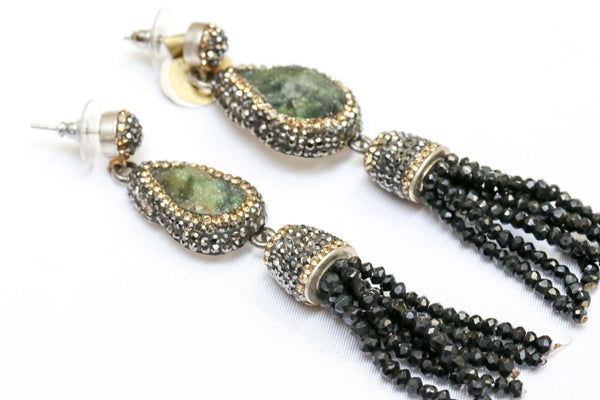Silver Green Druzy Gemstone Earrings - Trendz & Traditionz Boutique