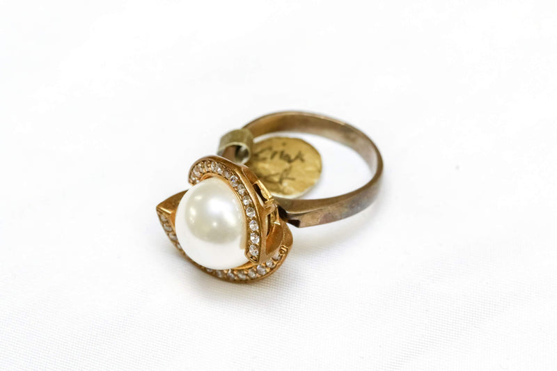 Turkish Silver Ring With Authentic Pearl & Cubic Zirconia - Trendz & Traditionz Boutique