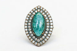 Ring Set with Large Green Stone - Trendz & Traditionz Boutique