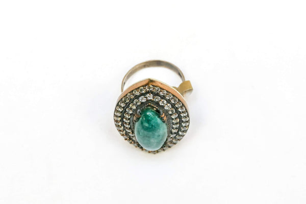 Ring Set with Large Green Stone - Trendz & Traditionz Boutique