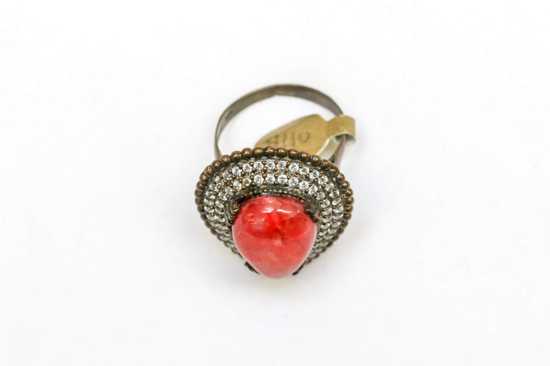 Silver Ring with Red Stone - Trendz & Traditionz Boutique