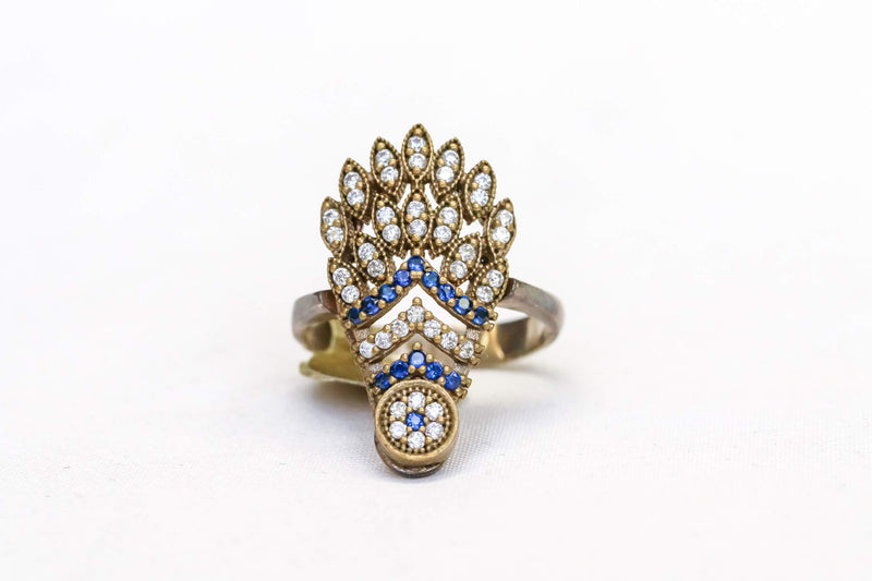 Gold and Silver Ring with Zircon and Sapphire's - Trendz & Traditionz Boutique