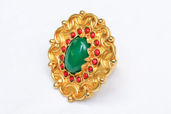 Turkish Brass Green Stone Ring- Trendz & Traditionz Boutique