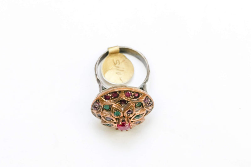 Golden Ring with Ruby and Emerald - Trendz & Traditionz Boutique