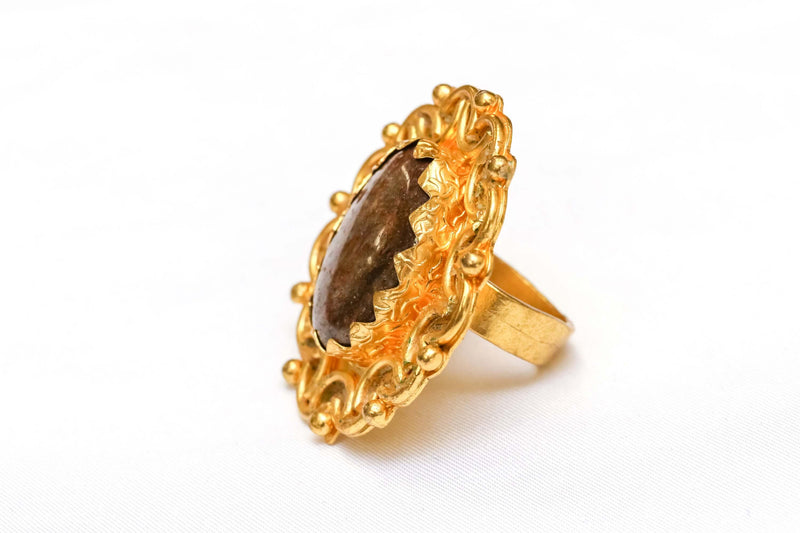 Golden ring with Brown Center Stone - Trendz & Traditionz Boutique