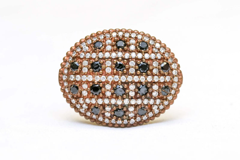 Oval Ring Set with White and Black Stones - Trendz & Traditionz Boutique