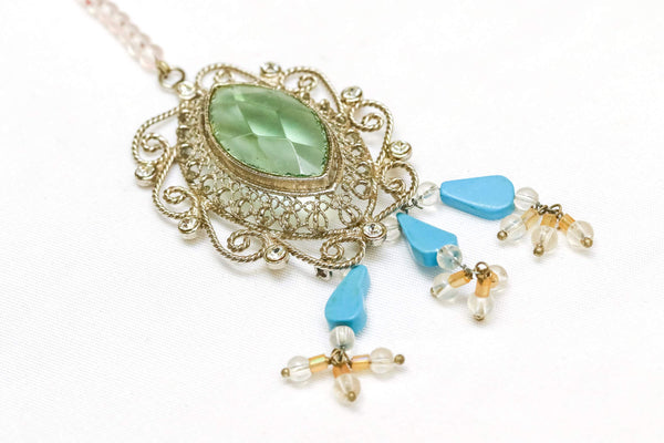 Silver Forehead Jewelry with Green Gem - Trendz & Traditionz Boutique
