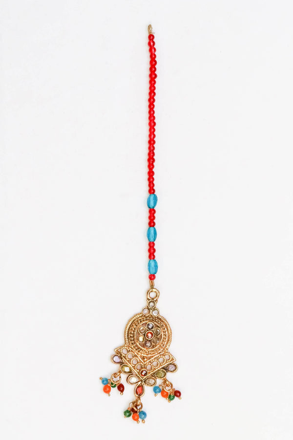 Golden and Red Forehead Jewelry - Trendz & Traditionz Boutique