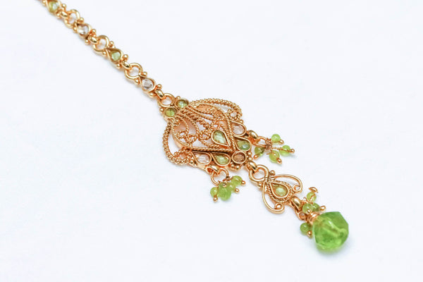 Golden Forehead Jewelry with Green Stones - Trendz & Traditionz Boutique