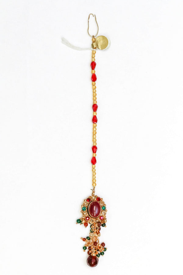 Golden Forehead Jewelry with Red Stone - Trendz & Traditionz Boutique