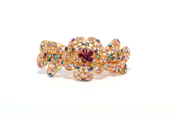 Golden Hair Pin Beret With Multi-Colored Rhinestones - Trendz & Traditionz Boutique 