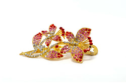 Sparking Pink and Red Detailed Golden Hair Clip - Trendz & Traditionz Boutique 