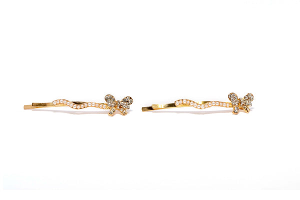 Gold and Pearl Butterfly Hair Pin - Trendz & Traditionz Boutique