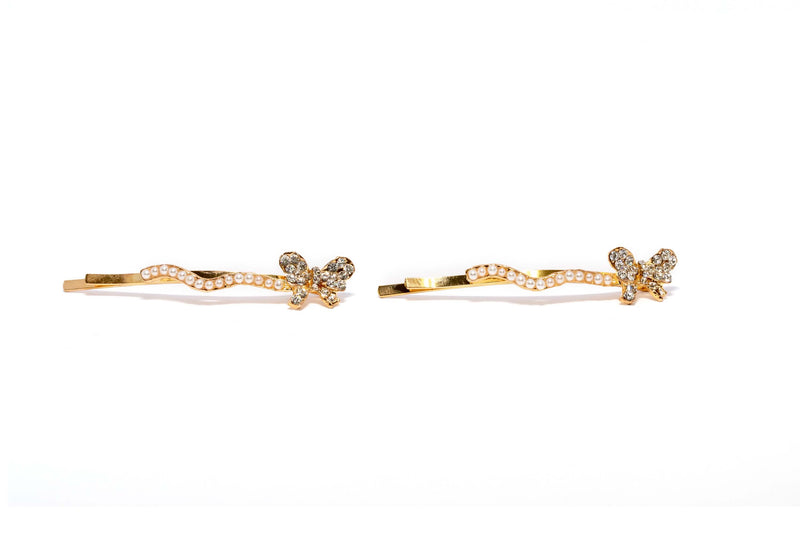 Gold and Pearl Butterfly Hair Pin - Trendz & Traditionz Boutique