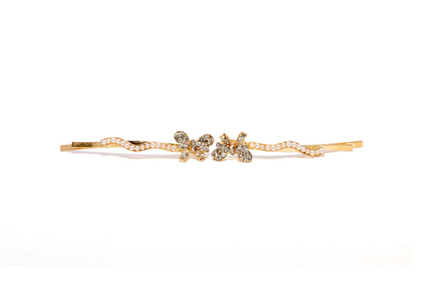 Gold and Pearl Butterfly Hair Pin - Trendz & Traditionz Boutique
