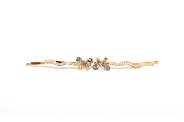 Gold and Pearl Butterfly Hair Pin - Trendz & Traditionz Boutique