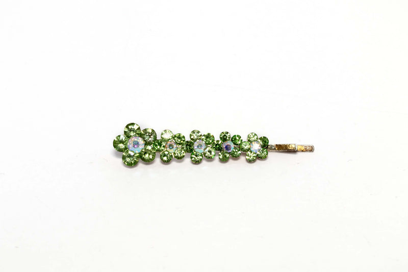 Flowered Green Diamante Hair Pin - Trendz & Traditionz Boutique