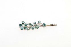 Flowered Aqua Diamante Hair Pin - Trendz & Traditionz Boutique