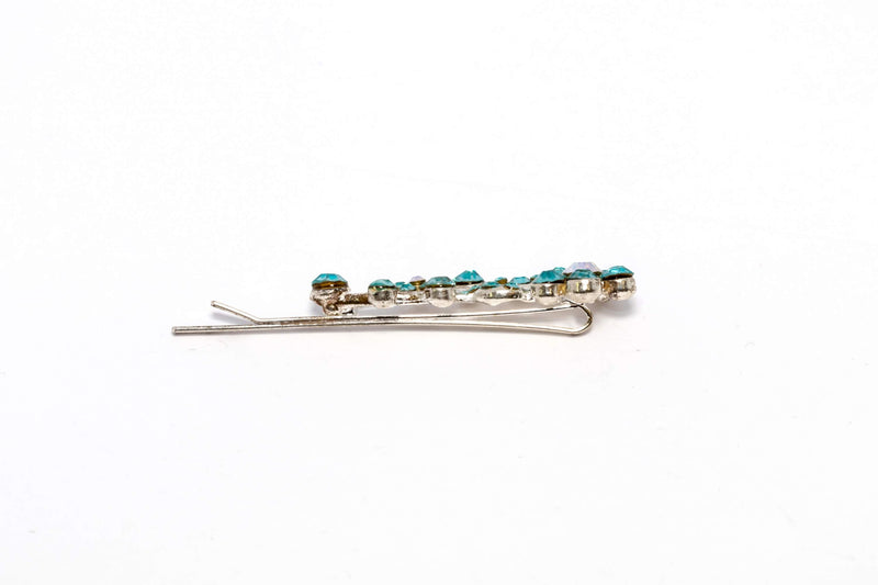 Flowered Aqua Diamante Hair Pin - Trendz & Traditionz Boutique