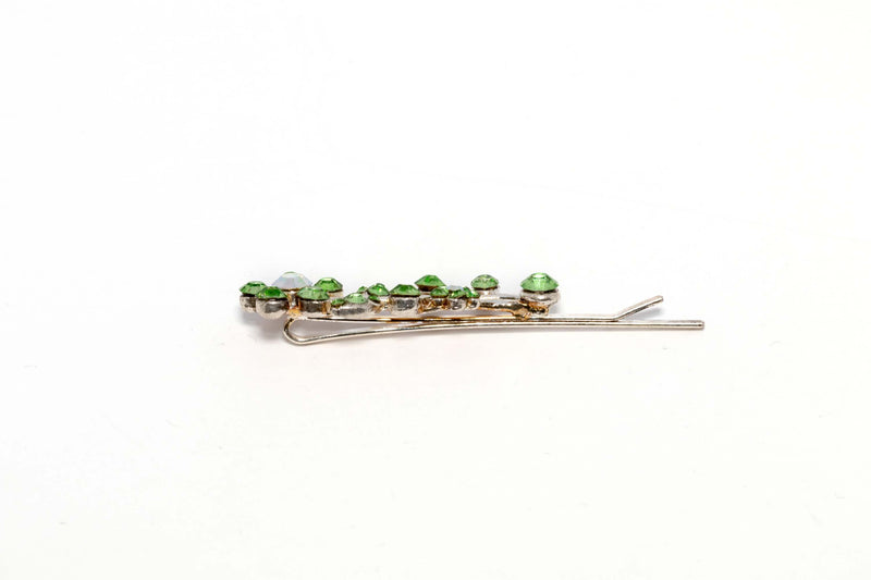 Hair Pin with Green Flower and Leave Rhinestones- Trendz & Traditionz Boutique 