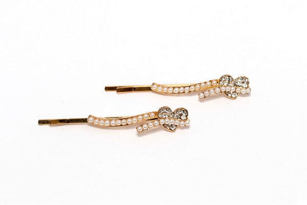 Heart Shaped Diamante and Pearl Hair Pin - Trendz & Traditionz Boutique 