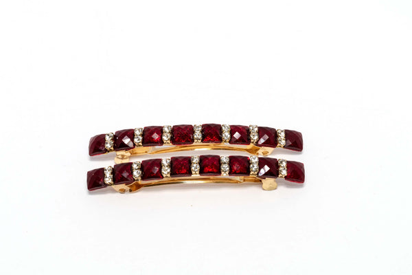 Golden Hair clip with Ruby Stones - Trendz & Traditionz Boutique