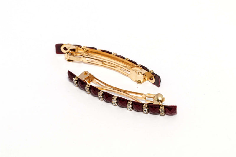 Golden Hair clip with Ruby Stones - Trendz & Traditionz Boutique