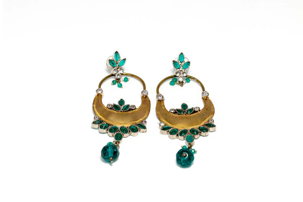 Golden and Teal Drop Earrings - Trendz & Traditionz Boutique