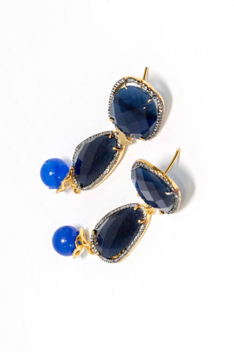 Blue Stone Drop Earrings- Trendz & Traditionz Boutique