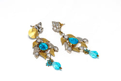 Dangling Gold, Silver, and Aqua Earrings - Trendz & Traditionz Boutique 