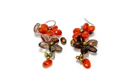 Flowered Red and Brown Dangling Earrings- Trendz & Traditionz Boutique 