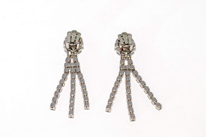 Diamante Dangling Silver Earrings- Trendz & Traditionz Boutique