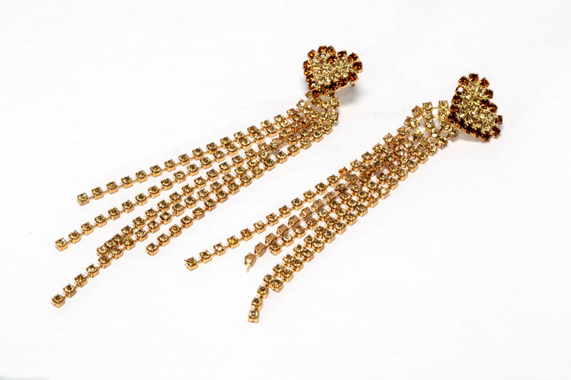 Gold and Brown Dangling Diamante Earrings - Trendz & Traditionz Boutique 